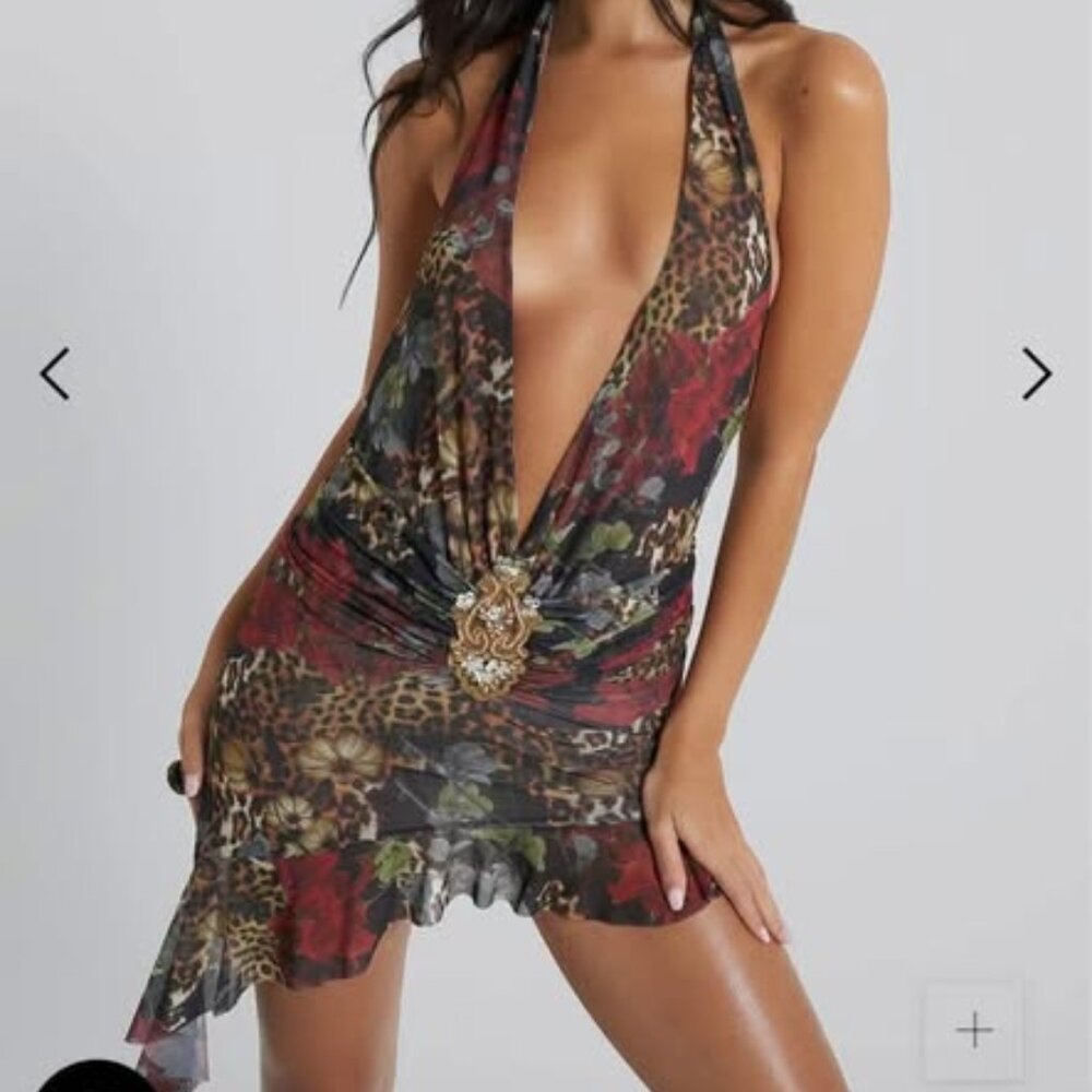 Cindy Mini Dress in Dark Cheetah by Jaded London: US size 12/UK size 16